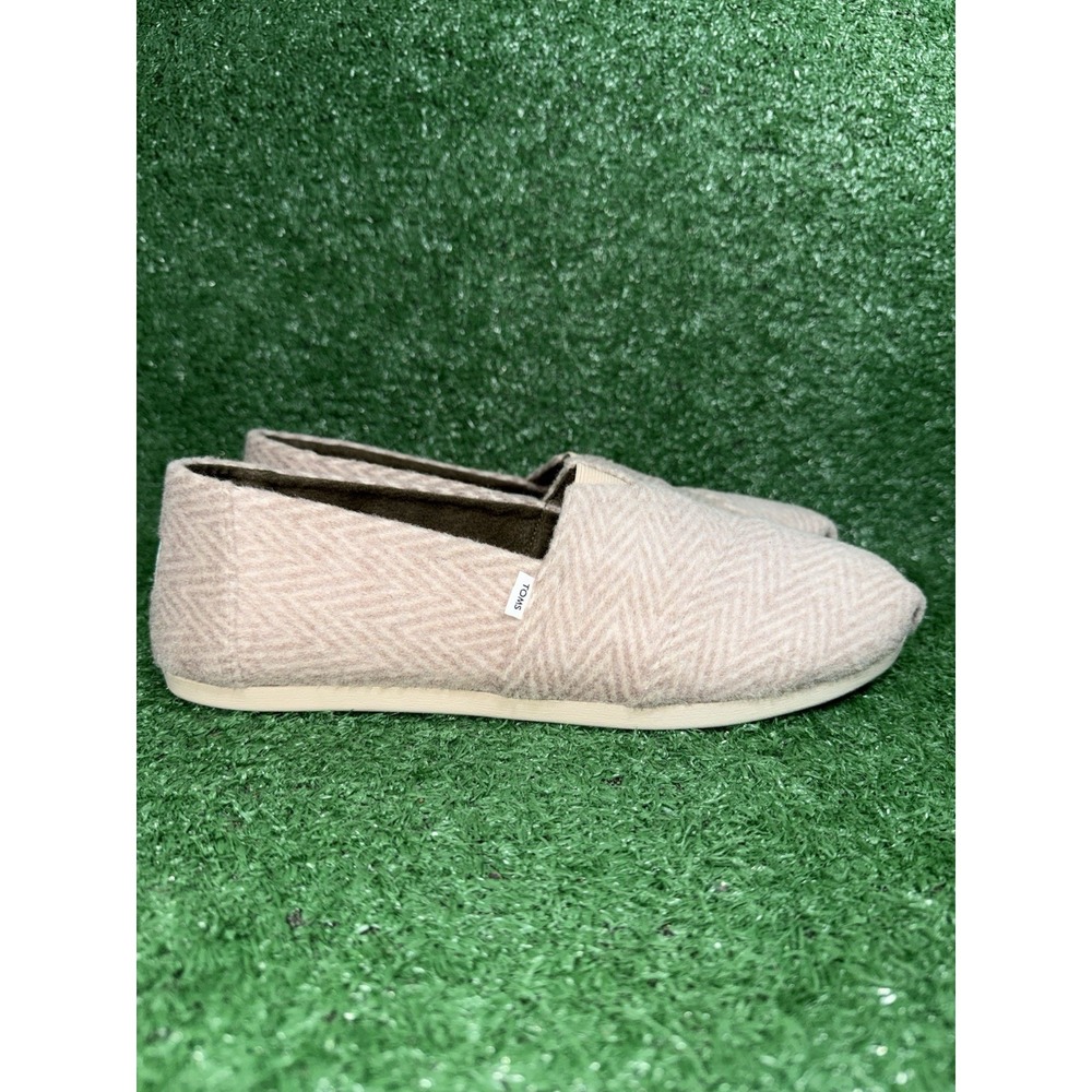 TOMS‎ Women's Alpargata Brown Herringbone Print Ortholite Flats Shoes Size 11
